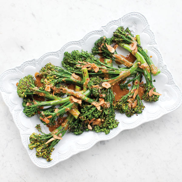 Recipe: Charred Miso Broccolini with Crispy Garlic Chips